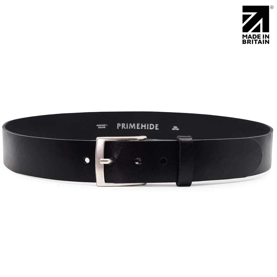 Premium black italian full grain leather belt crafted from leather sourced from Italy