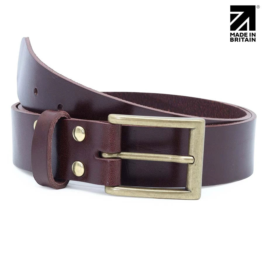 Premium brown italian full grain leather belt crafted from leather sourced from Italy and England