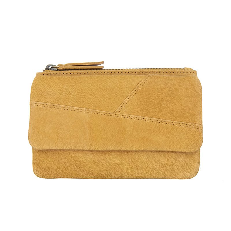 soft leather yellow purse for women