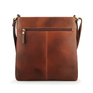 Back view of the Ridgeback 671 Layered Leather Crossbody Bag, featuring a rear zipped compartment for added convenience.