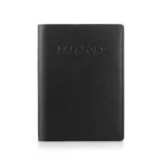 Black Leather Passport Cover RFID Safe – soft leather front view