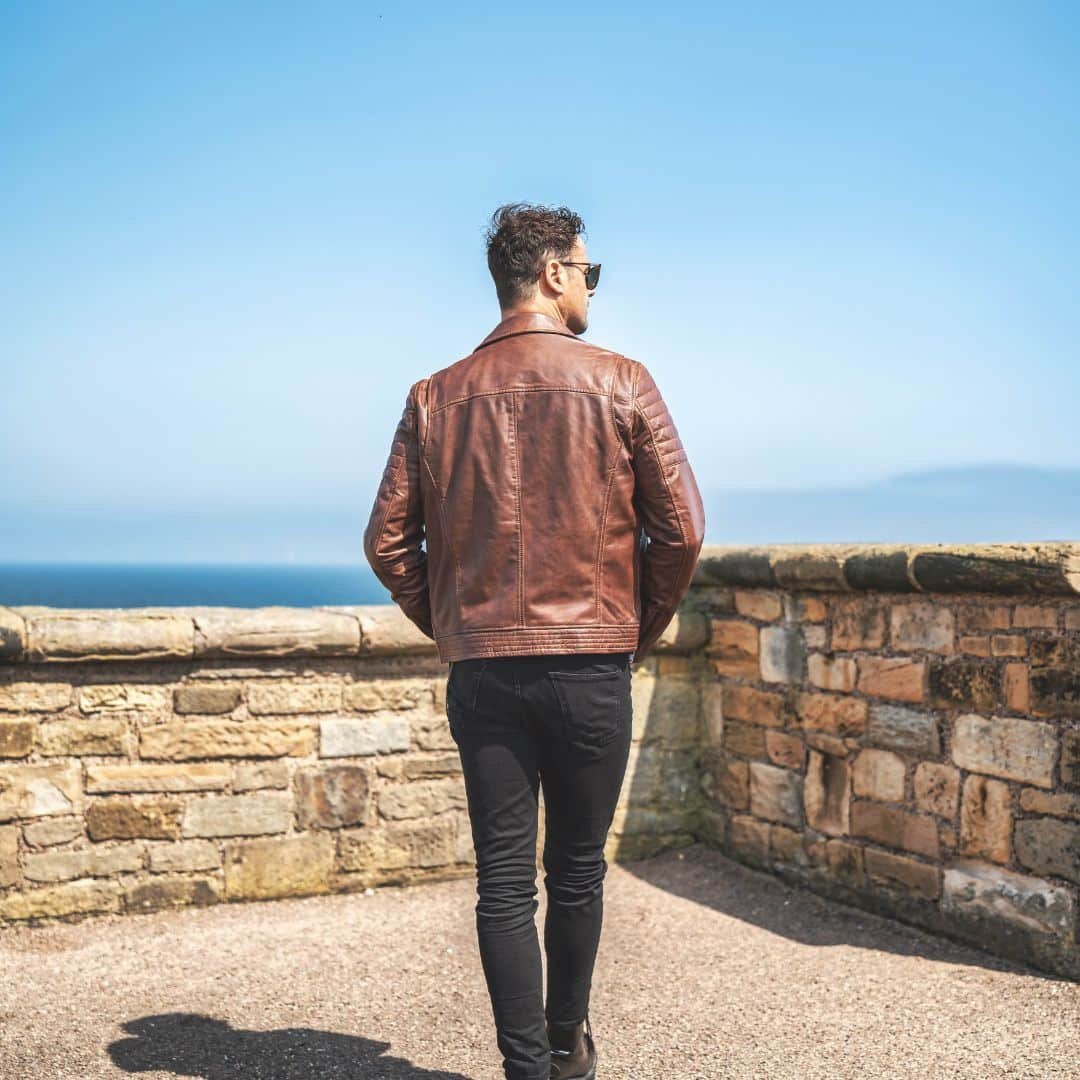 Brown leather jacket for men. Wholesale