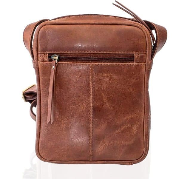 Small Leather Flight Bag front– 18412 – Brown