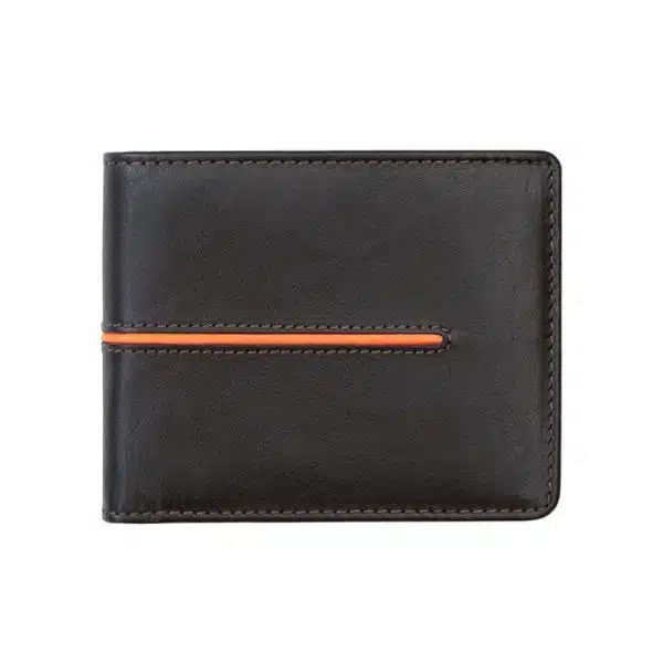 PRIMEHIDE TRADE, Elite 7100 brown men's Wallet with orange Stripe