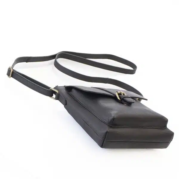 crossbody bag, black leather