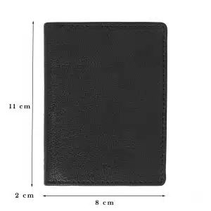 Black leather wallet. measures 11 x 2 x 8 cm