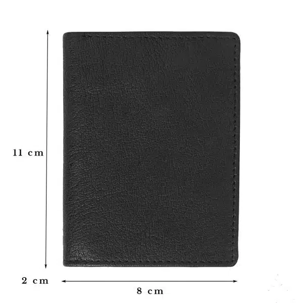 Black leather wallet. measures 11 x 2 x 8 cm