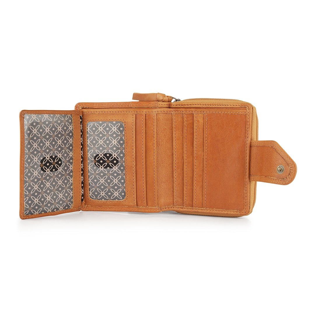 Cognac Selena Small Trifold Purse Washed Cancun 1265 05