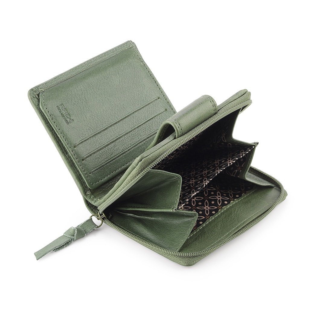 Green Selena Small Trifold Purse Washed Cancun 1265 05