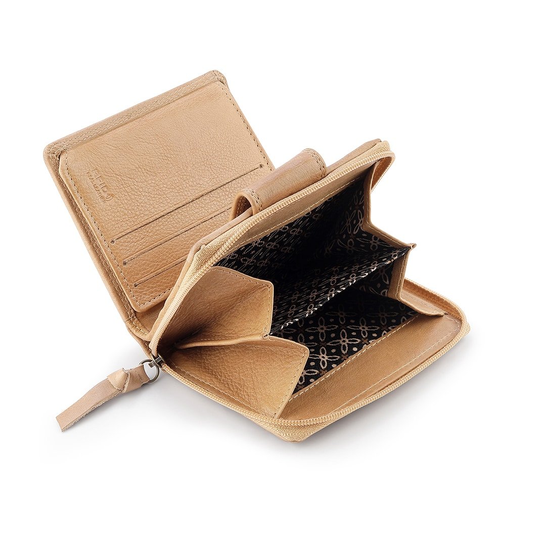 Sand Selena Small Trifold Purse Washed Cancun 1265 04