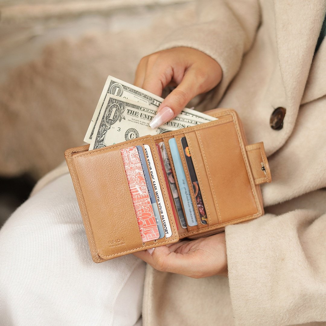 Sand Selena Small Trifold Purse Washed Cancun 1265 09