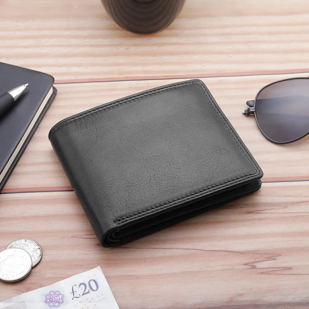 RFID secure leather wallet for men