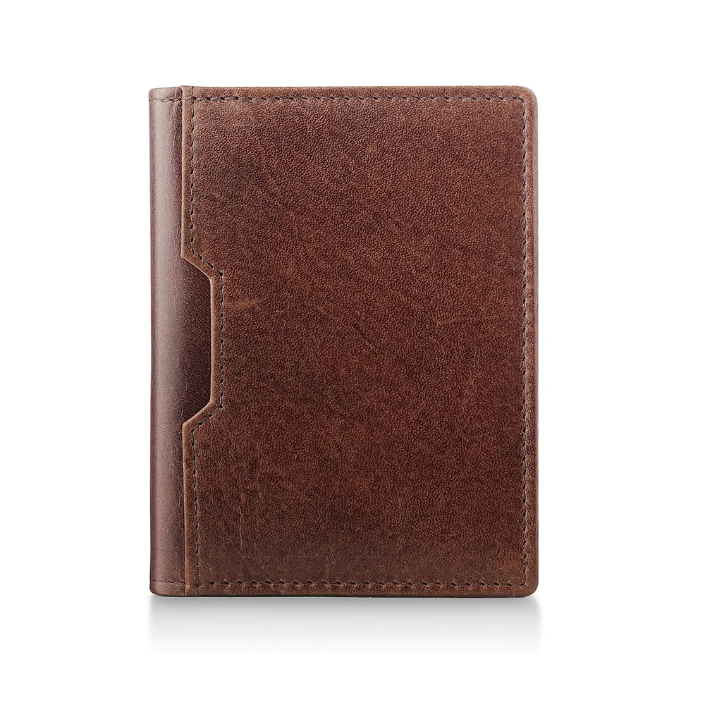 Brown credit cardholder for men - Alperto 4275. Compact leather cardholder with a distressed finish and RFID protection.