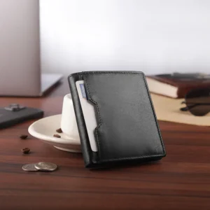 Black RFID secure wallet for men