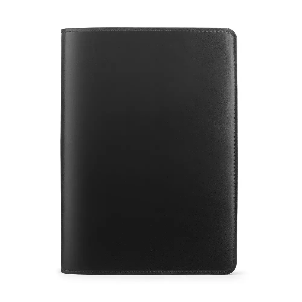 Front view of the Black Leather Diary Cover Mayfair 2519 made from genuine oiled leather with a smooth, elegant finish.
