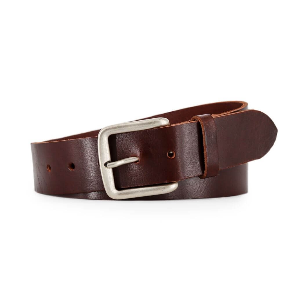 Handmade men’s leather belt UK in brown, 40mm wide with Italian buckle
