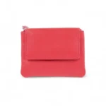Red soft leather coin purse with flap opening, slip pocket, and top zipped section – Coin Purse Style 1760