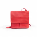 Front view of Washed Cancun Crossbody Organiser Bag Valentina 1201 in red genuine leather with flap-over closure