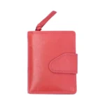 Front view of Washed Cancun Medium Trifold Purse Paloma 1262 in red made from genuine real leather with a classic trifold design.