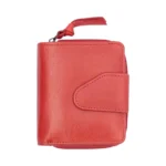 Front view of Washed Cancun Small Bifold Purse Gabriela 1252 in red made from genuine real leather with a compact bifold design.