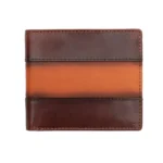 Front exterior of the Columbia RFID Trifold Leather Wallet featuring a two-tone brown leather design.