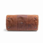 Back view of the Hunter Leather Holdall in Vintage Tan showing the smooth leather finish.